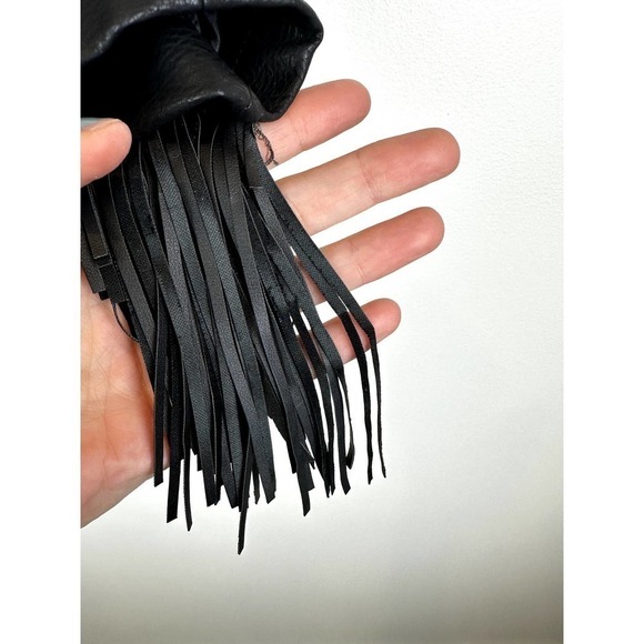 Gently Used Zara Studded Faux Black Leather Jacket w/Fringe - Picture 9 of 9